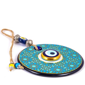Amuleto de Ojo Turco con Patrón de Azulejo y Ojo Turco Dorado de 3 cm, Decoración para Colgar en la Pared del Hogar - Product Image 2