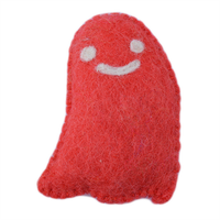 Jouet en peluche fantôme rose saumon fait main 10 cm, rembourré en coton PP, laine de Nouvelle-Zélande, décorations festives d'Halloween du Népal, jouets en feutre
