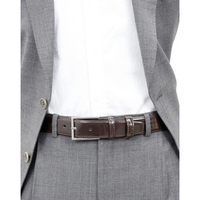 DV GROUP Ensemble de 6 pièces de haute qualité italien en cuir de vachette véritable brun verni et poli avec boucle en alliage à motif uni