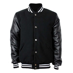 Blouson Bomber Varsity de Baseball Girona Personnalisé en Gros, Broderie sur Mesure, Laine Noire, Cuir, Imperméable - Product Image 6