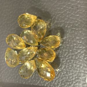 Citrine naturelle à facettes damier coupe gouttes pierre précieuse jaune pour la fabrication de bijoux pierres précieuses en vrac - Product Image 4