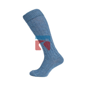 Chaussettes traditionnelles bavaroises bleues pour hommes - Style Lederhosen décontracté, motif à carreaux, 100% laine, antibactériennes, pour l'hiver - Product Image 1