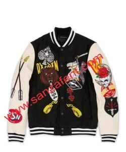 Sanzaf las empresas varsity chaqueta varsity mangas de cuero - Product Image 4