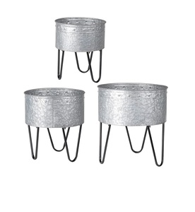 Ensemble de 3 baignoires en métal galvanisé pour pot de fleur utilisation jardin - Product Image 1