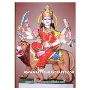 Estatua de Durga Mata, mármol blanco - Product Image 1