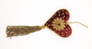 Handmade Ethnic Red <b>Heart</b> Shape Christmas Tree Accessory Decorative <b>Ornament</b> - Product Image 2