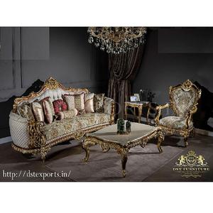 Royal Look Gold Carved Sofa Set for Living Area French Style Hand Carved Living Room Sofa Set Royal Style Sofa Set for Living - Product Image 1