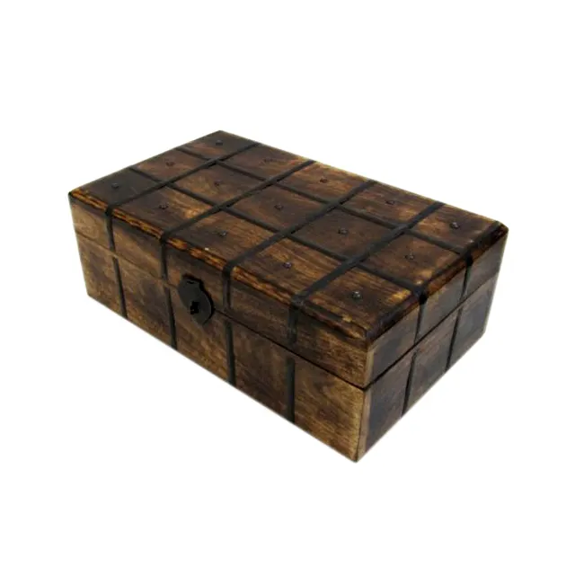 Caja de madera Vintage de tipo antiguo, armario de almacenamiento con incrustaciones de esmalte y negro para uso doméstico y decoración