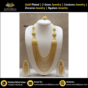 African <b>Jewellery</b> Bridal Design Necklace <b>Set</b> Gold Plated <b>Women</b> - Product Image 2