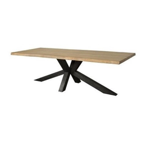 Mesa de comedor de forma cuadrada con patas de metal y madera maciza, mesas de exterior, juegos de comedor para sala de estar - Product Image 4