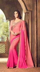 Saree-Blusa de seda pura con bordado pesado, blusa hecha a juego - Product Image 2