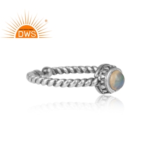 Bague en fil torsadé pour fabricant, opale de feu, pierre précieuse, bijoux en argent massif 925, vente en gros - Product Image 3