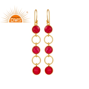 Boucles d'oreilles en pierre précieuse multi-aventurine, bijou plaqué or 18k, vente en gros, nouveaux styliste - Product Image 1