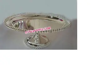 Soporte de Metal chapado en plata para pastel, estilo moderno, soporte de cristal para pastel de boda, de diseño para Decoración