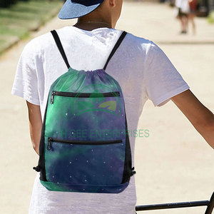 Bolsa de poliéster con cordón reutilizable con estampado personalizado a un precio económico Estilo deportivo con forro de algodón Bolsa promocional impermeable - Product Image 6