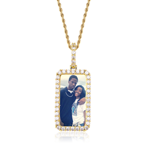 <span class=keywords><strong>Personalizado</strong></span> imagen foto collares de oro Color de rosa foto oro sólido cuadrado Chapado en Etiqueta de <span class=keywords><strong>perro</strong></span> foto memoria <span class=keywords><strong>colgante</strong></span> helado - Product Image 2