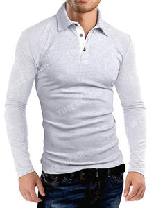 Polo europeo de alta calidad para hombre, 100% de algodón, manga completa, antiarrugas, manga corta, patrón sólido, tela de Jersey - Product Image 3