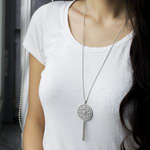 Pendentif rond en argent Sterling 925k fait à la main, Design traditionnel avec pompon, artisanat turc tendance, vente en gros - Product Image 2