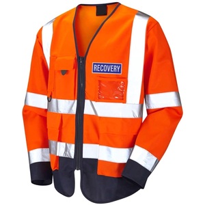 Shemax 2023 Custom Wholesale High Quality Casual Windproof Waterproof Breathable Polyester Waistcoat <b>Hi</b> <b>Vis</b> <b>Orange</b> Navy - Product Image 3