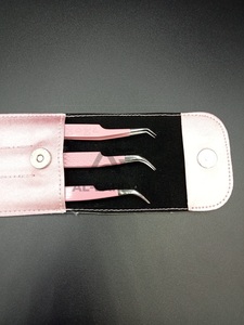 Pinzas para Extensión de Pestañas AL FARDAN de Acero Inoxidable Duradero, Color Rosa Bebé, con Logotipo Personalizado, 45 y 90 Grados, Punta Puntiaguda para Volumen de Pestañas - Product Image 3