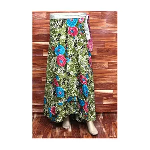 Falda de seda con estampado Floral para mujer y niña, falda de estilo indio, entallada, Midi, para playa