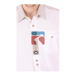 Chemises en popeline blanches à carreaux vintage 100 % coton à manches longues avec boutons en corne pour hommes et femmes, idéales pour l'été et les fêtes d'Oktoberfest (vente en gros) - Product Image 4