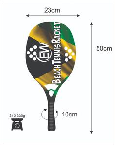 Raquettes de beach tennis avec face en fibre de carbone de 20 mm, poignée en fibre de carbone, filet en fibre de verre, poids 310-330 g, longueur 50 cm - Product Image 2