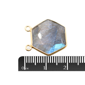 Pendentif en argent sterling 925 plaqué or avec labradorite de forme hexagonale, fabrication artisanale de bijoux - Product Image 2