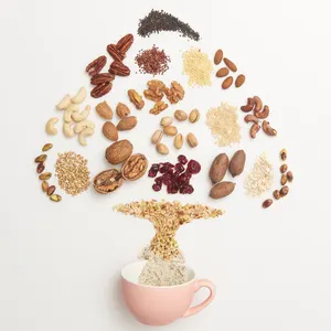 カシューナット50グラム Suppliers-Coville Nuts & Grains Instant Porridge 35gポータブルパッケージ-アプリコットカーネル/オリジナル/ブラックゴマ/クランベリー/レッドデート5x20/100pcs