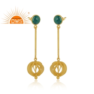 Último diseño hecho a mano, pendiente colgante de piedras preciosas de ónix verde Natural, joyería de moda para mujer, regalo para ella - Product Image 2