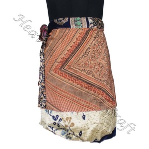 Jupe Longue Vintage 90's Dorée Et Noire - Style Wrap Bohème Hippie - Taille 12
