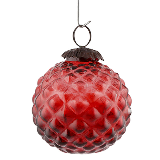 Handmade Premium Red Glass Solid Custard Shaped Apple Christmas Tree Ornaments G-424