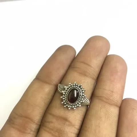 진짜 고품질 빨간 석류석 택시 원석 돌 은 선조 반지를 가진 925 단단한 순은 반지