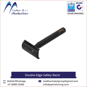 Venta al por mayor de increíble maquinilla de afeitar de seguridad de doble filo personalizada/Madhav, con cuchillas de acero inoxidable y mango de latón para hombres - Product Image 2