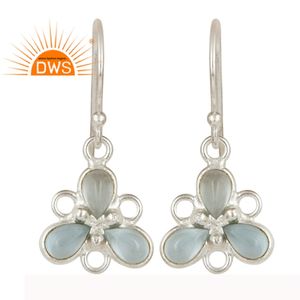 Elegent Blue Topaz Gemstone Bezel Set Flower <b>Earring</b> Solid 925 <b>Sterling</b> <b>Silver</b> <b>Drop</b> <b>Earrings</b> Jewelry Wholesaler - Product Image 1