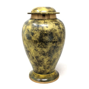 Urna de cremación de diseñador antiguo de color amarillo hecha a mano al por mayor urna elegante diseñador clásico urna de cremación de lujo de venta rápida - Product Image 1