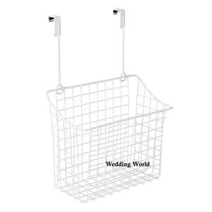 Metal Wall Mounted <b>Basket</b> <b>White</b> Powder Coated Luxury Metal <b>Basket</b> Classic Stylish Wholesale New Fancy Metal Wall <b>Basket</b> - Product Image 1