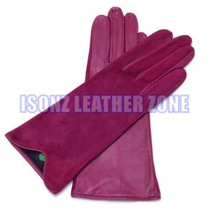 <b>Ladies</b> Four Seasons Maroon Sheep-Deer <b>Leather</b> <b>Gloves</b> Full Finger Touch Screen Thermal Breathable Eco-Friendly Soft Attractive - Product Image 1