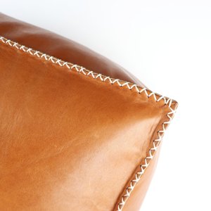Puf Otomano Portátil de Cuero Marroquí Hecho a Mano Color Coñac, Plegable, de Cuero Genuino, Mueble para Sala de Estar, Apartamento, Comedor - Product Image 5
