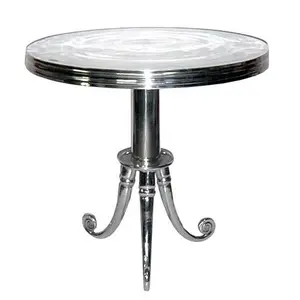 Decoratieve Onderste Poten Aluminium Metalen Ronde Salontafel Voor Restaurant Meubels Luxe Design Metalen Zijtafel