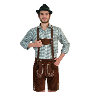 Pantalones Cortos de Cuero Alemán para Hombre, Color Marrón, Estilo Urbano Informal, Pantalones Cortos Bávaros Personalizados para Jóvenes y Adultos - Product Image 1