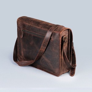 Vintage Brown Leather <b>Messenger</b> <b>Bag</b> Button Embroidery Men's Women's Work Shoulder <b>Bag</b> Crossbody Satchel for Summer Dress <b>Laptop</b> - Product Image 6