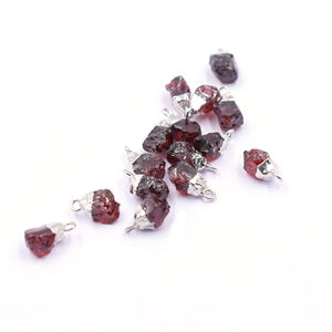 จี้เงินชุบรูปทรงหยาบประดับพลอยโกเมนพร้อมห่วงสำหรับทำเครื่องประดับ - Product Image 5