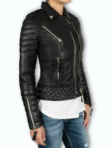 Chaqueta de motorista Unisex, de cuero de zorro negro de alta calidad, con cremallera, disponible en todos los colores de cuero, hecha en Pakistán - Product Image 2