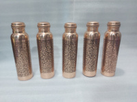 Bouteilles d'eau en cuivre pur de haute qualité, écologiques, avec couvercle personnalisable, finition haut de gamme, emballage premium, différents designs pour le camping