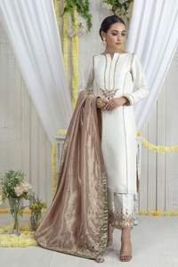 2021 moda elegante bordado Kameez pantalón vestido cuello redondo manga encaje botón decoración diamante gasa elegante para bodas fiestas - Product Image 2