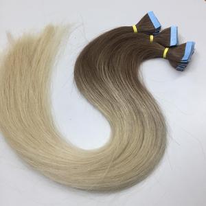 Extensiones de cabello humano Remy virgen 100%, cinta ombré, marrón/Rubio, cinta rusa Natural - Product Image 2