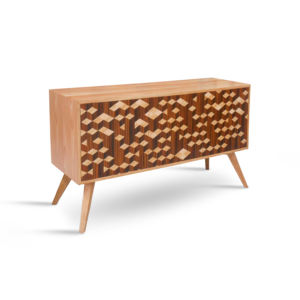 Aparador Geométrico Luigi de Madera Maciza, Mueble de Almacenamiento Moderno con 3 Puertas para Sala de Estar, Comedor u Hotel - Product Image 1