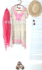 Clásico Elite mujer Boho ropa de playa Floral estilo étnico hecho a mano verano Bikini Cover-Up 100% algodón Aari bordado Unic Short - Product Image 4