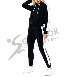Ensemble de survêtement noir pour femmes de haute qualité nouveauté séchage rapide respirant Gym Joggers avec sweat à capuche zippé motif solide - Product Image 1